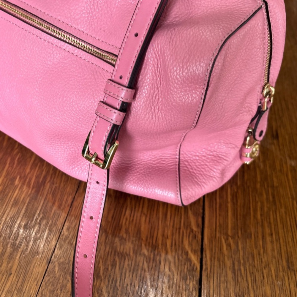 👜 Michael Kors Pink Pebbled Leather Satchel | Gold Hardware - Picture 14 of 16